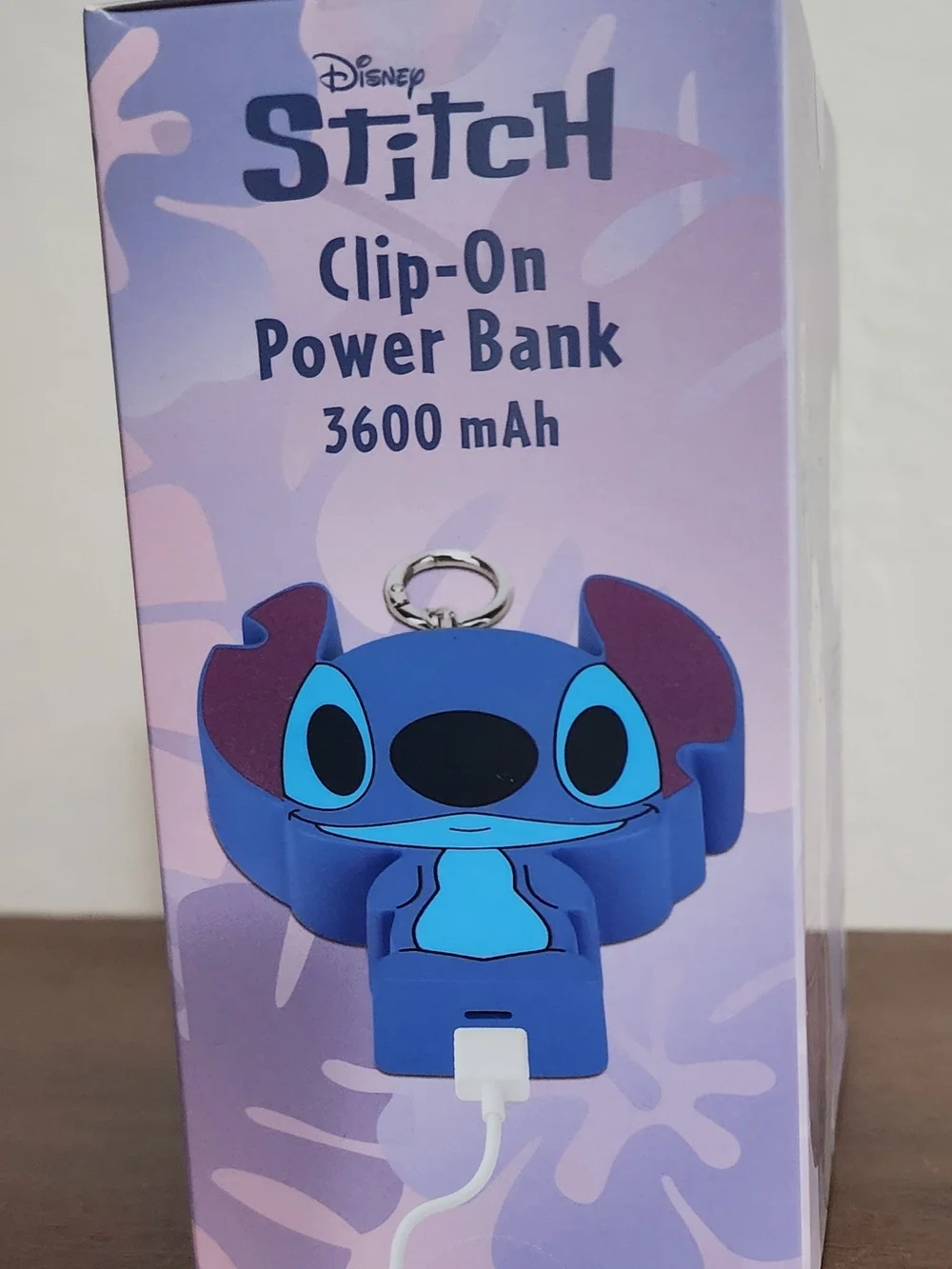 Disney Stitch Clip-On Power Bank - Light Purple with Blue Charm